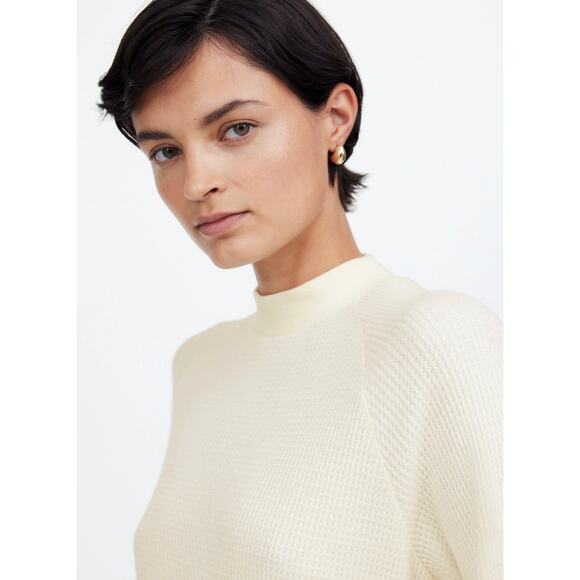 Madewell Waffle-Knit Long Sleeve Crewneck Tee – Small – Winter White - Picture 2 of 7